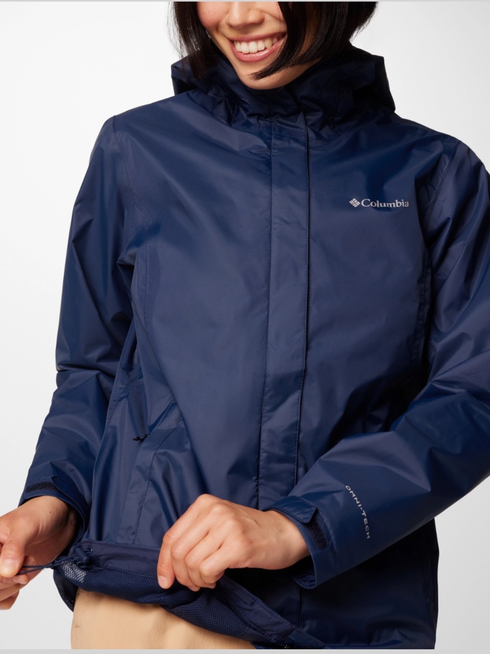 Columbia Women's Arcadia II Waterproof Rain Jacket Navy Blue Size Small